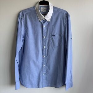 Etiqueta Negra Blue Long Sleeve Button Up Shirt Size Small